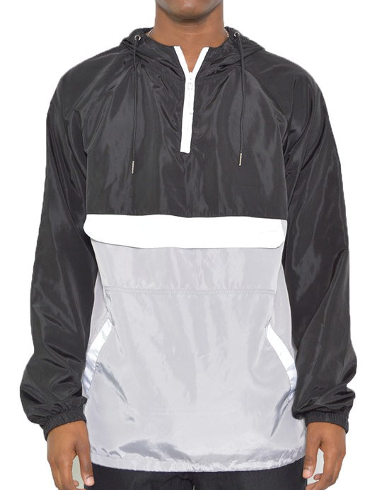 Men's Color Block Windbreaker Anorak Jacket