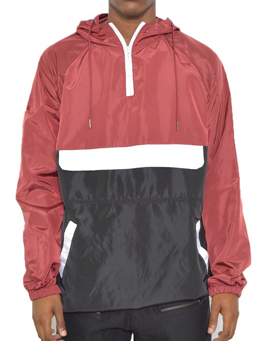 Men's Color Block Windbreaker Anorak Jacket