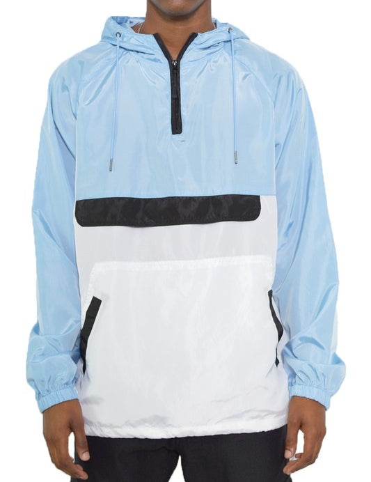 Men's Color Block Windbreaker Anorak Jacket