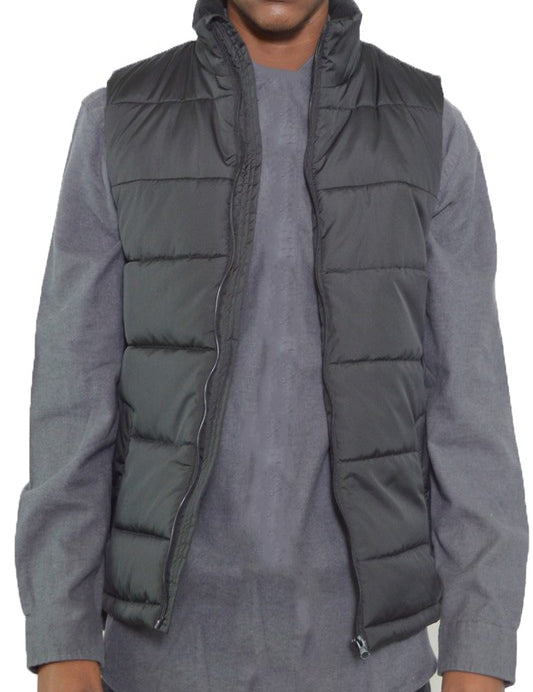 Men's Padded Two-Tone Winter Vest with Zipper Pockets