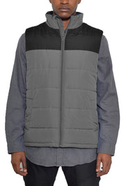 Men's Padded Two-Tone Winter Vest with Zipper Pockets