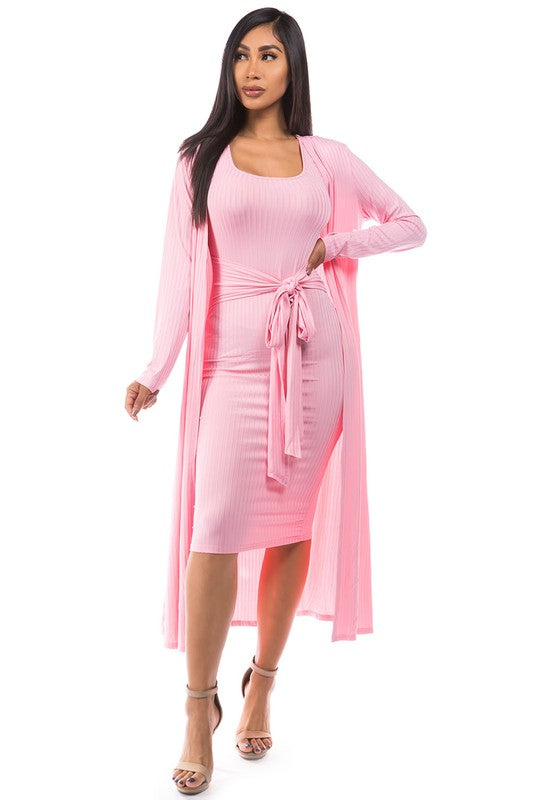 Women's Sleeveless Knit Dress Set with Matching Cover-Up