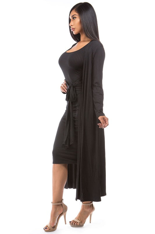 Women's Sleeveless Knit Dress Set with Matching Cover-Up