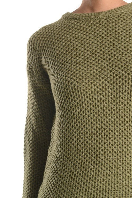 Women's Cozy Honeycomb Stitch Pullover Sweater with Elbow Patches