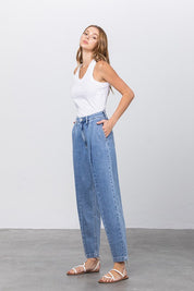 Women's High Rise Slouch Jeans in Medium Wash Denim