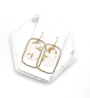 Gold Flake Acrylic Chandelier Earrings