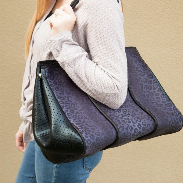 The Marissa - Black Leopard Neoprene Bag