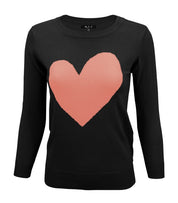 Women's Cozy Distressed Heart Pullover Sweater