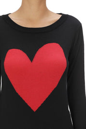 Women's Cozy Distressed Heart Pullover Sweater