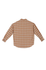 Women's Beige Plaid Button-Up Shirt