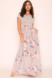 Women's Plus Short Sleeve Floral Maxi Dress