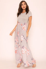 Women's Plus Short Sleeve Floral Maxi Dress