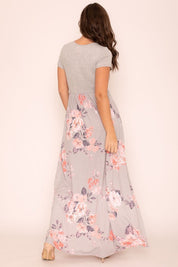 Women's Plus Short Sleeve Floral Maxi Dress