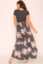 Women's Short Sleeve Floral Maxi Dress