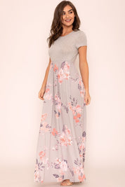 Women's Plus Short Sleeve Floral Maxi Dress