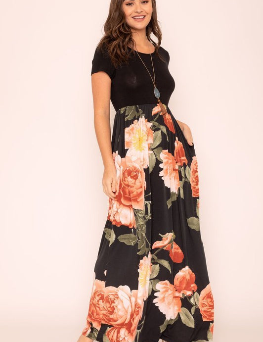 Short Sleeve Floral Maxi Dress