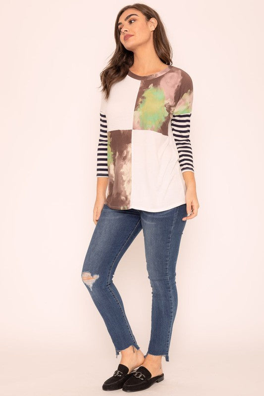 Women's Tie Dye Color Block Tunic