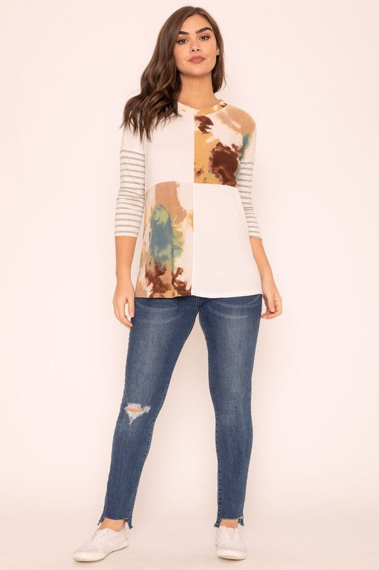 Women's Tie Dye Color Block Tunic