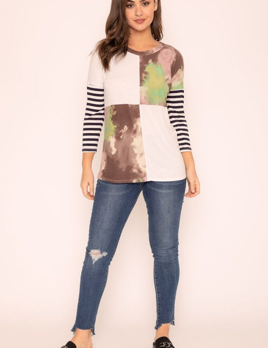 Women's Tie Dye Color Block Tunic