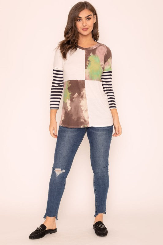 Women's Tie Dye Color Block Tunic