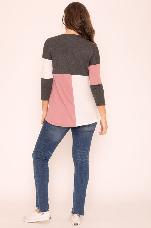 Women's Color Block Tunic Top