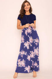 Women's Plus Short Sleeve Floral Maxi Dress