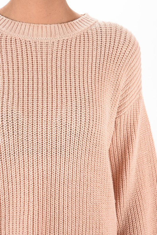 Women's Cozy Puff Bell Sleeve Waffle Knit Sweater Top