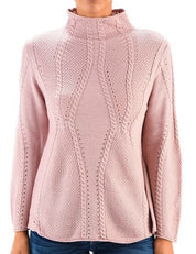 Mock Neck Cable Knitted Tunic Pullover Sweater