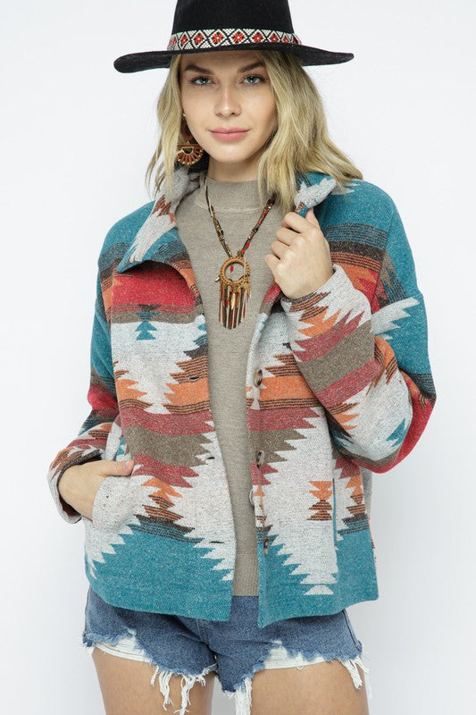 Women's Casual Lightweight Aztec Pattern Jacket