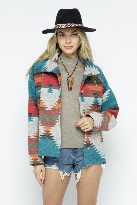 Women's Casual Lightweight Aztec Pattern Jacket