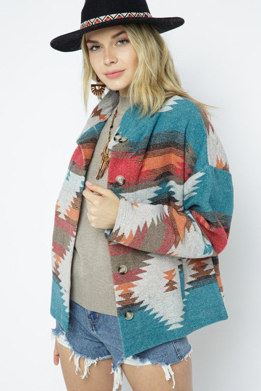 Women's Casual Lightweight Aztec Pattern Jacket