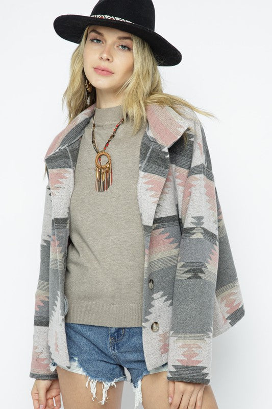 Women's Casual Lightweight Aztec Pattern Jacket