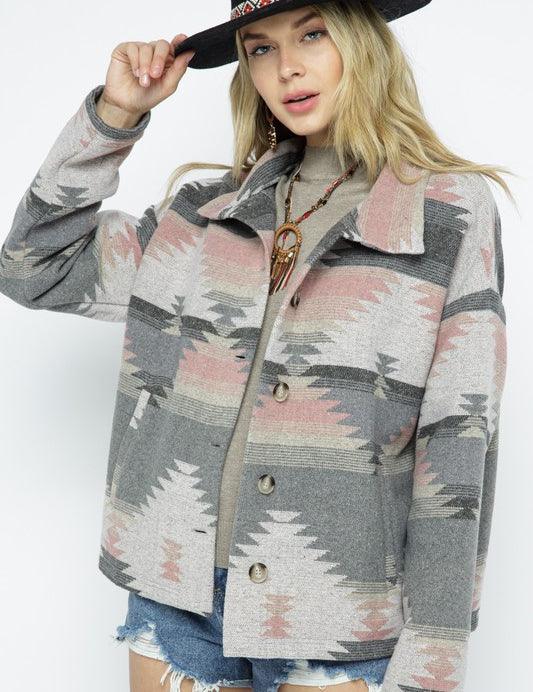 Soft Comfy Lightweight Aztec Pattern Jacket