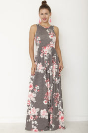 Plus Size Floral Maxi Dress with Pockets