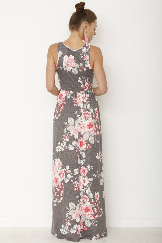 Plus Size Floral Maxi Dress with Pockets