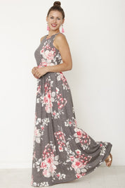 Plus Size Floral Maxi Dress with Pockets