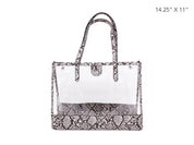Women's Clear PVC Snake Trim Tote Bag