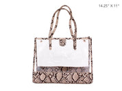 Women's Clear PVC Snake Trim Tote Bag