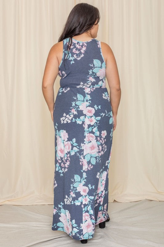 Plus Size Floral Maxi Dress with Pockets