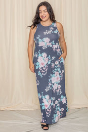 Plus Size Floral Maxi Dress with Pockets