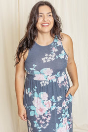 Plus Size Floral Maxi Dress with Pockets