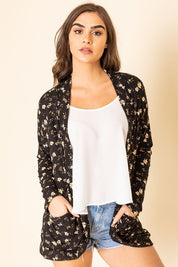 Women's Floral Ribbed Slouch Cardigan