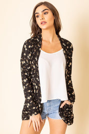 Women's Floral Ribbed Slouch Cardigan