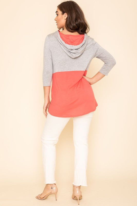 Women's Plus Two Tone Color Block Hoodie