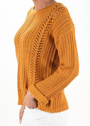 Women's Long-Sleeve Breathable Crochet Sweater