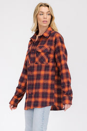 Womens Long Sleeve Checkered Boyfriend Flannel