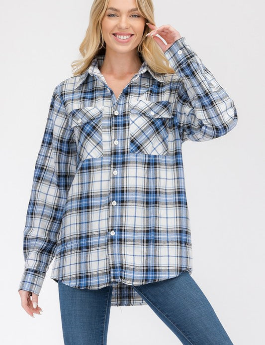 Women's Oversized Plaid Flannel Shirt