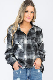 Women's Oversized Plaid Flannel Shirt