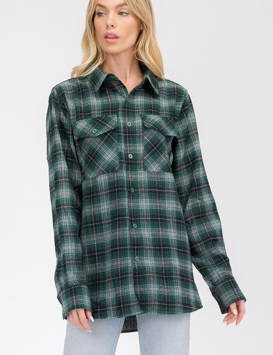 Women's Oversized Plaid Flannel Shirt