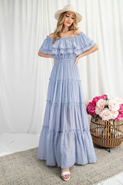 Off the Shoulder Ruffle Maxi Dress